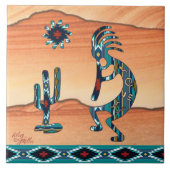 Kokopelli-keramische tegel tegeltje (Voorkant)