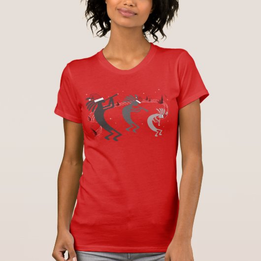Kokopelli-kerstdames Red T-shirt (Voorkant)