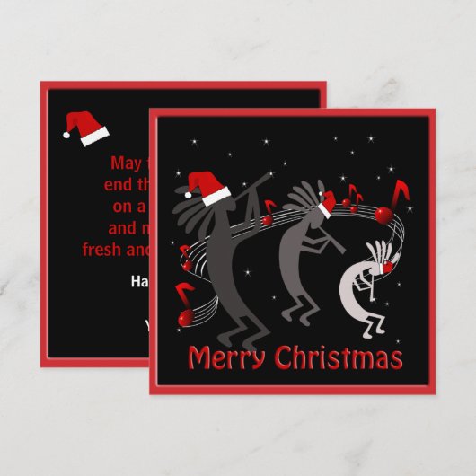 Kokopelli-kerstflat-groet Feestdagenkaart (Voorkant / Achterkant)