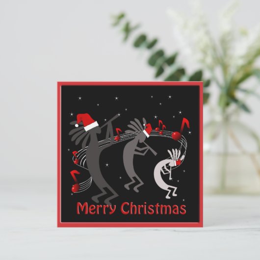 Kokopelli-kerstflat-groet Feestdagenkaart (Staand voorkant)