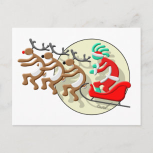 Kokopelli Kerstman Clause Feestdagenkaart
