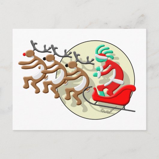 Kokopelli Kerstman Clause Feestdagenkaart (Voorkant)