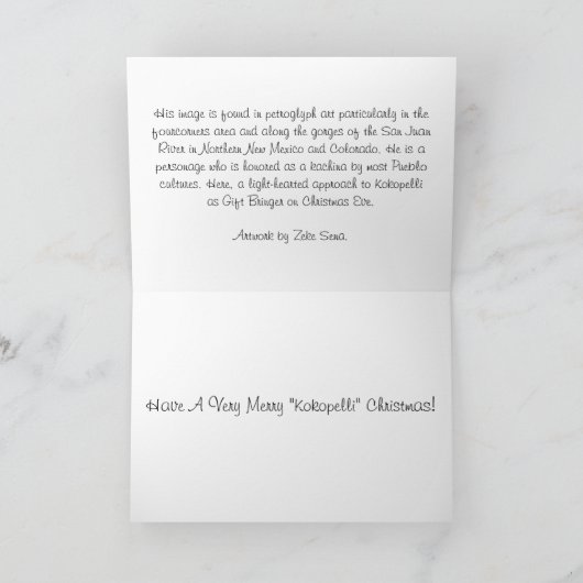 Kokopelli Kerstmis Feestdagen Kaart (Binnen)