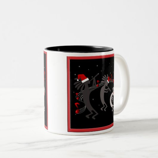 Kokopelli-kerstMok Tweekleurige Koffiemok (Voorkant rechts)