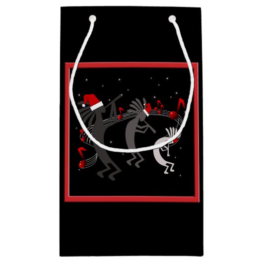 Kokopelli-kersttas met kleine cadeautjes klein cadeauzakje (Achterkant)