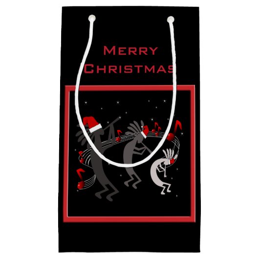 Kokopelli-kersttas met kleine cadeautjes klein cadeauzakje (Voorkant)