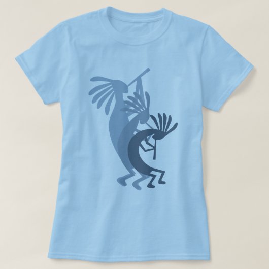 Kokopelli krijgt Muziek Blue Dames T-shirt (Design voorkant)