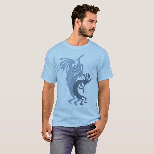 Kokopelli krijgt Muziek Mannen blauw T-shirt (Voorkant volledig)