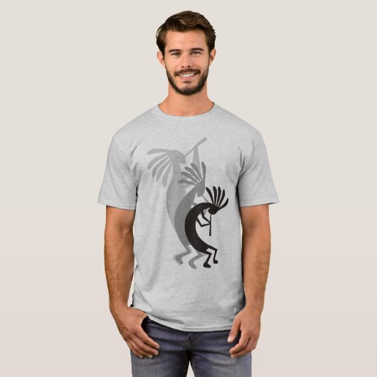 Kokopelli krijgt Muziek Mannen grijze basis T-shirt (Voorkant volledig)