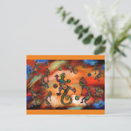 Kokopelli Kunst Briefkaart (Staand voorkant)