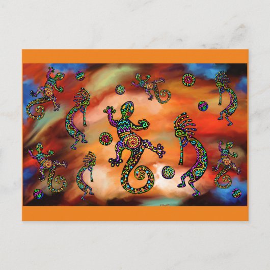Kokopelli Kunst Briefkaart (Voorkant)