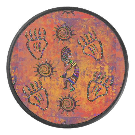 Kokopelli Kunst Hockey Puck (Voorkant)