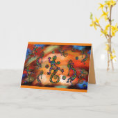 Kokopelli Kunst Kaart (Gele Bloem)
