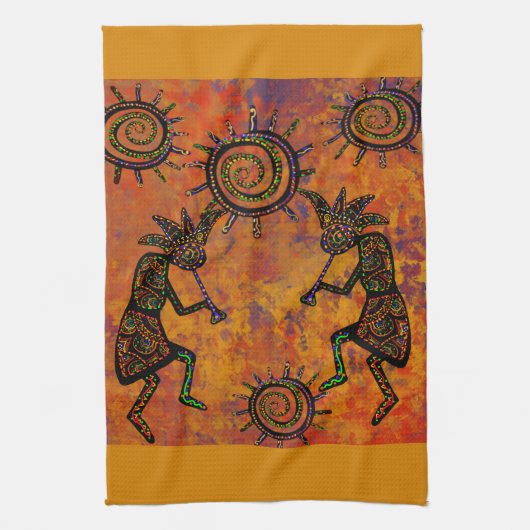Kokopelli Kunst Keukenhanddoek (Verticaal)