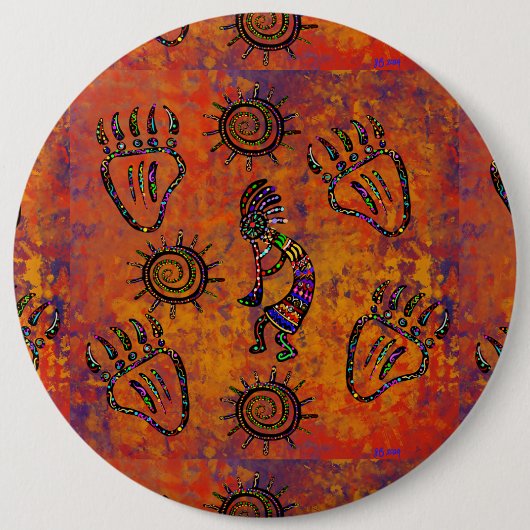 Kokopelli Kunst Ronde Button 6,0 Cm (Voorkant)