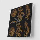 Kokopelli Kunst Vierkante Klok (Hoek)