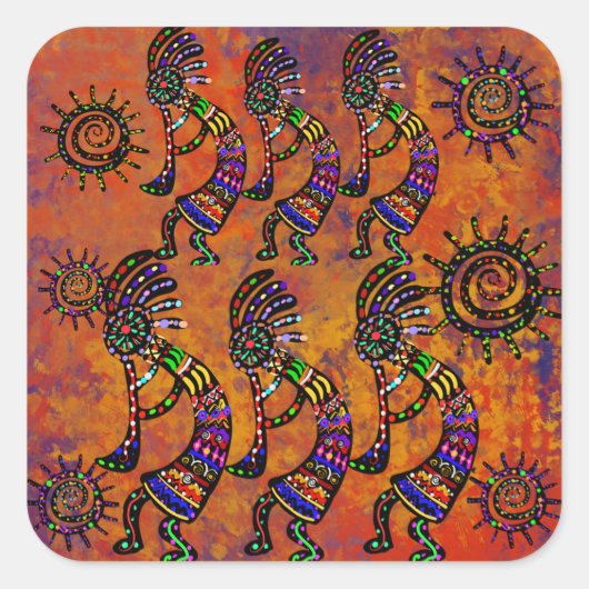 Kokopelli Kunst  Vierkante Sticker (Voorkant)