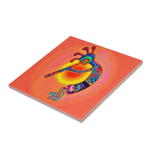 Kokopelli Lizard Sun Ceramic Tile Tegeltje (Zijkant)