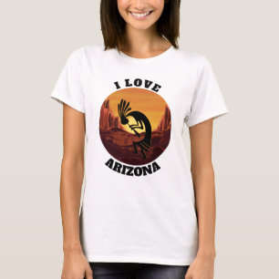 Kokopelli Love Arizona Sunrise Gold Modern Desert T-shirt