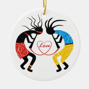 Kokopelli Love Keramisch Ornament