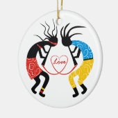Kokopelli Love Keramisch Ornament (Links)