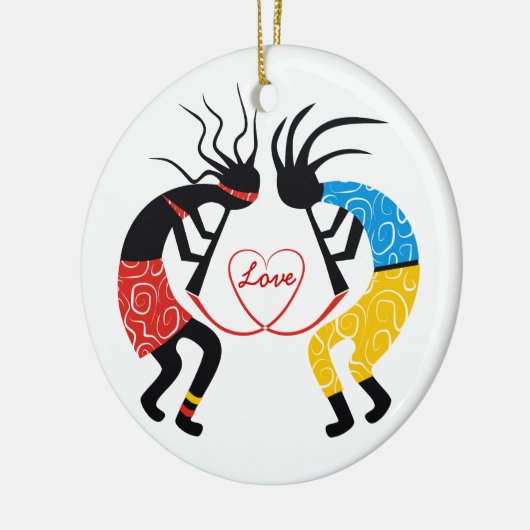 Kokopelli Love Keramisch Ornament (Links)
