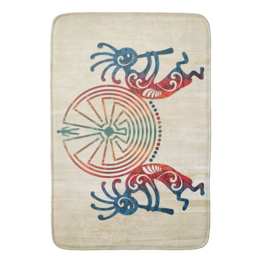 KOKOPELLI / MAN IN DE MAZE gekleurd + uw ideeën Badmat (Voorkant Verticaal)