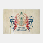 KOKOPELLI / MAN IN DE MAZE gekleurd + uw ideeën Deurmat (Voorkant)