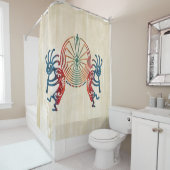 KOKOPELLI / MAN IN DE MAZE gekleurd + uw ideeën Douchegordijn (In situ)