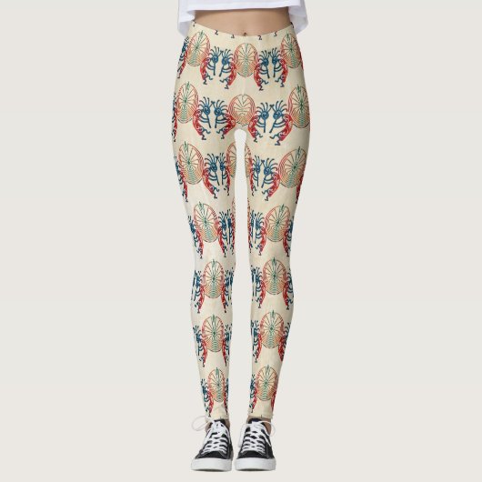 KOKOPELLI / MAN IN DE MAZE gekleurd + uw ideeën Leggings (Voorkant)
