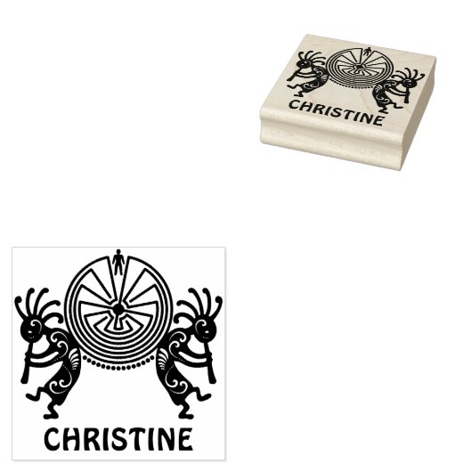 KOKOPELLI / MAN IN DE MAZE gekleurd + uw ideeën Rubberstempel (Gestempeld)