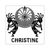 KOKOPELLI / MAN IN DE MAZE gekleurd + uw ideeën Rubberstempel (Afrduk)