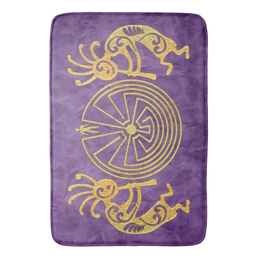 KOKOPELLI / MAN IN DE MAZE Gold + uw ideeën Badmat (Voorkant Verticaal)