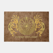 KOKOPELLI / MAN IN DE MAZE Gold + uw ideeën Deurmat (Voorkant)