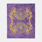 KOKOPELLI / MAN IN DE MAZE Gold + uw ideeën Fleece Deken (Voorkant)