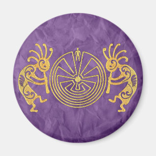 KOKOPELLI / MAN IN DE MAZE Gold + uw ideeën Magneet