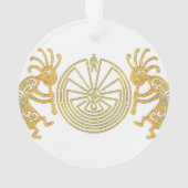 KOKOPELLI / MAN IN DE MAZE Gold + uw ideeën Ornament (achterkant)