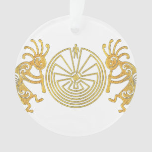 KOKOPELLI / MAN IN DE MAZE Gold + uw ideeën Ornament