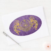 KOKOPELLI / MAN IN DE MAZE Gold + uw ideeën Ovale Sticker (Envelop)