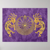 KOKOPELLI / MAN IN DE MAZE Gold + uw ideeën Poster (Voorkant)
