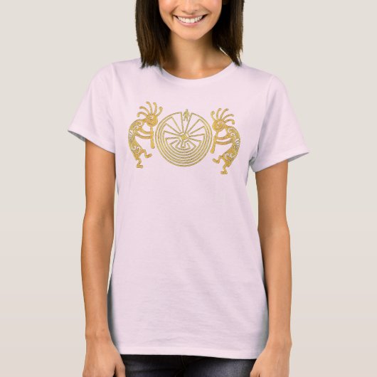 KOKOPELLI / MAN IN DE MAZE Gold + uw ideeën T-shirt (Voorkant)