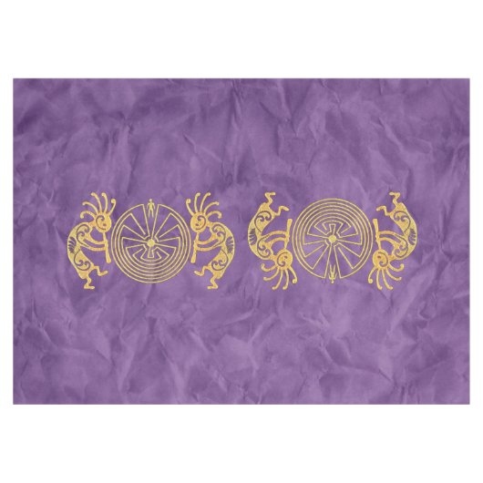 KOKOPELLI / MAN IN DE MAZE Gold + uw ideeën Tafelkleed (Voorkant (Horizontaal))