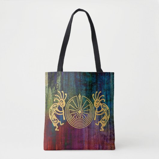 KOKOPELLI / MAN IN DE MAZE Gold + uw ideeën Tote Bag (Voorkant)