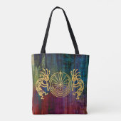 KOKOPELLI / MAN IN DE MAZE Gold + uw ideeën Tote Bag (Achterkant)