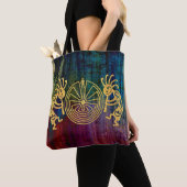 KOKOPELLI / MAN IN DE MAZE Gold + uw ideeën Tote Bag (Dichtbij)