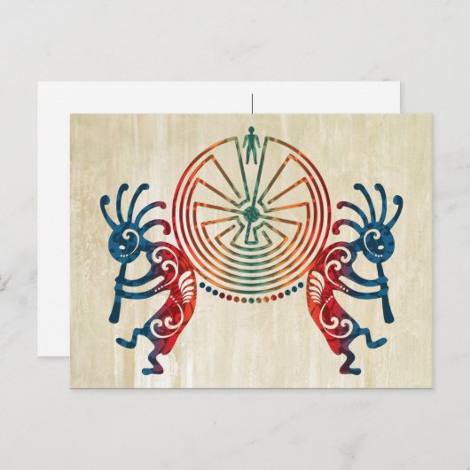 KOKOPELLI / MAN IN DE MAZE + uw ideeën Briefkaart (Voorkant / Achterkant)