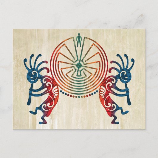 KOKOPELLI / MAN IN DE MAZE + uw ideeën Briefkaart (Voorkant)