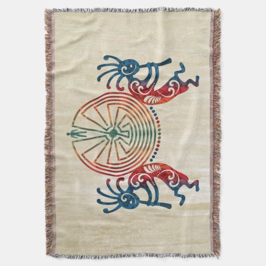 KOKOPELLI / MAN IN DE MAZE + uw ideeën Deken (Voorkant Verticaal)