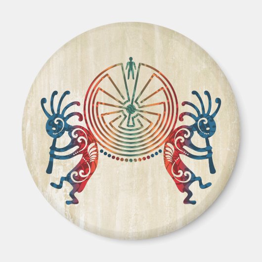 KOKOPELLI / MAN IN DE MAZE + uw ideeën Magneet (Voorkant)