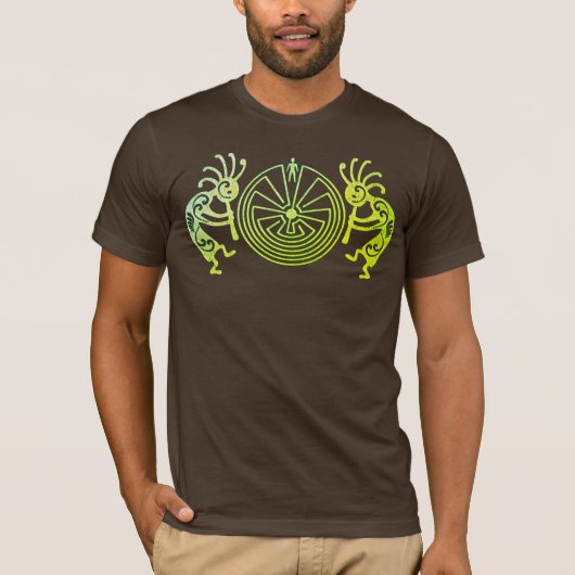 KOKOPELLI / MAN IN HET DOOLHOF groen + uw ideeën T-shirt (Voorkant)